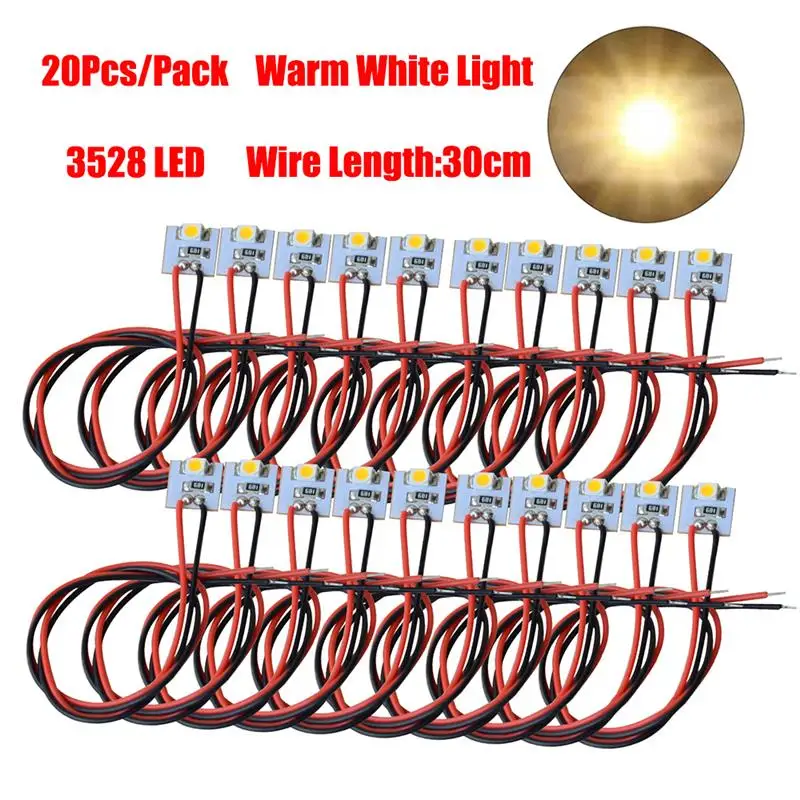 5/10/20pcs Model Railway Interior Light 12V LED SMD LED 3528 White/Warm Building Interior Lamp Light Set for Hornby Pre-wired 6