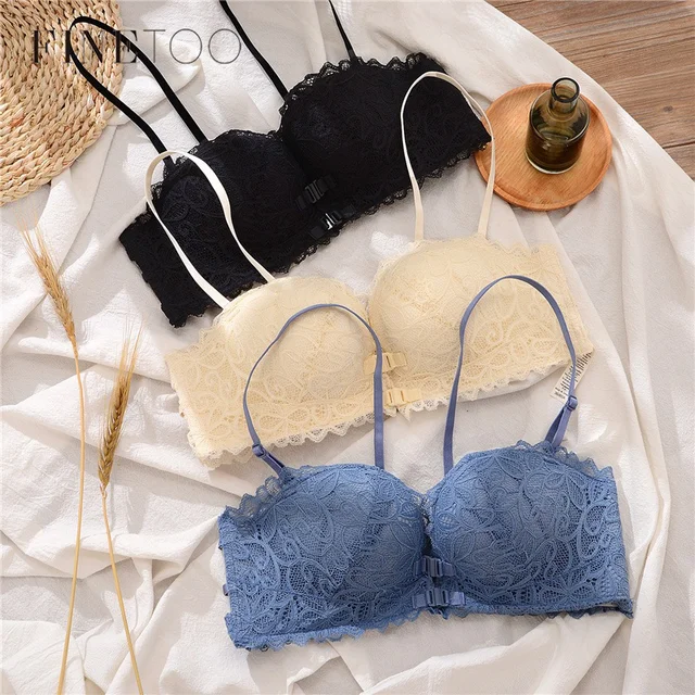 Women's Sexy Lace Bras Front Closure Push Up Seamless Wireless Bra Underwear