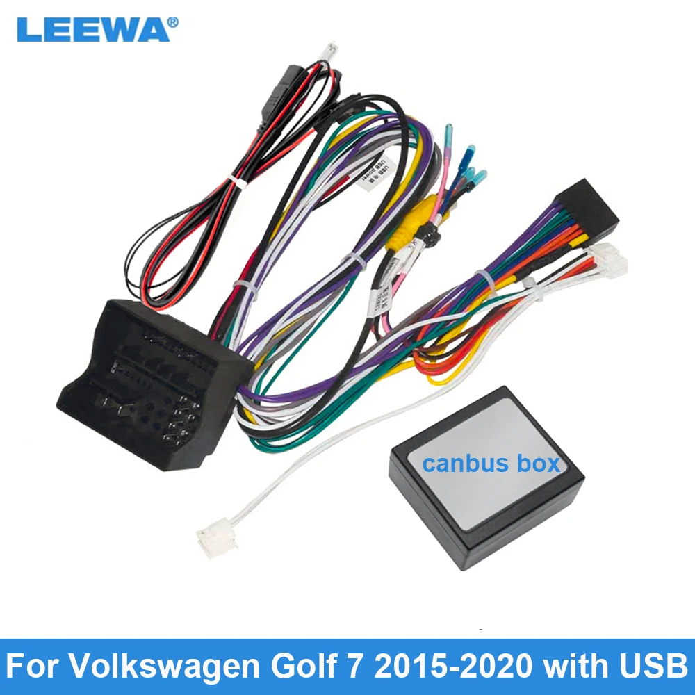 

LEEWA Car Audio 16PIN Andriod CD/DVD Player Power Calbe Adapter For Volkswagen Golf 7 Stereo Plug Wiring Harness