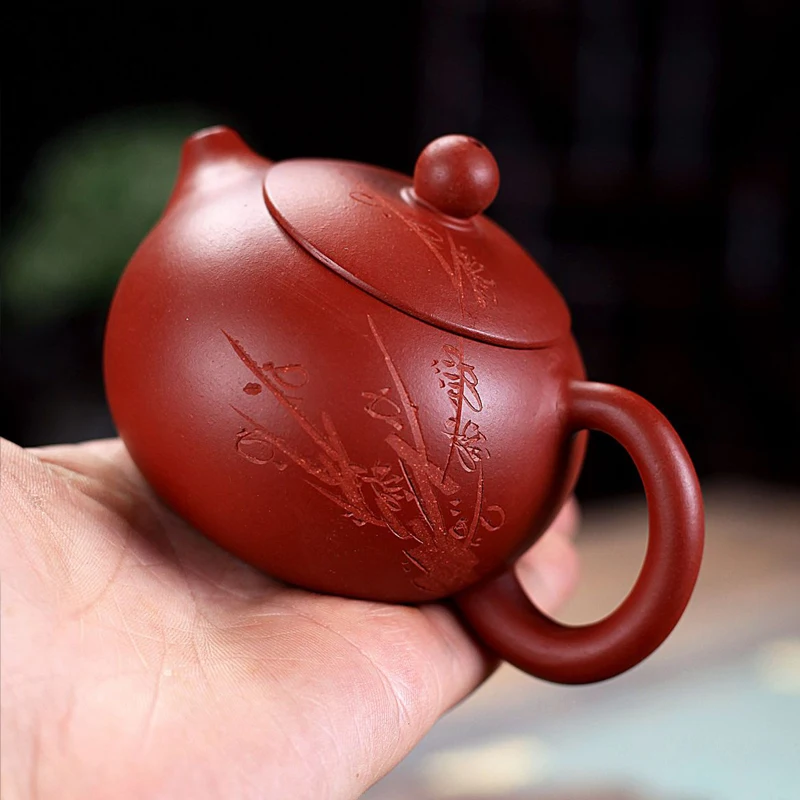 Chinese Style Dark Fragrance Xishi Teapot, Purple Clay Raw ore Dahongpao, Kung Fu Household, Pure Handmade, 230ML, Tea Pots, 1Pc
