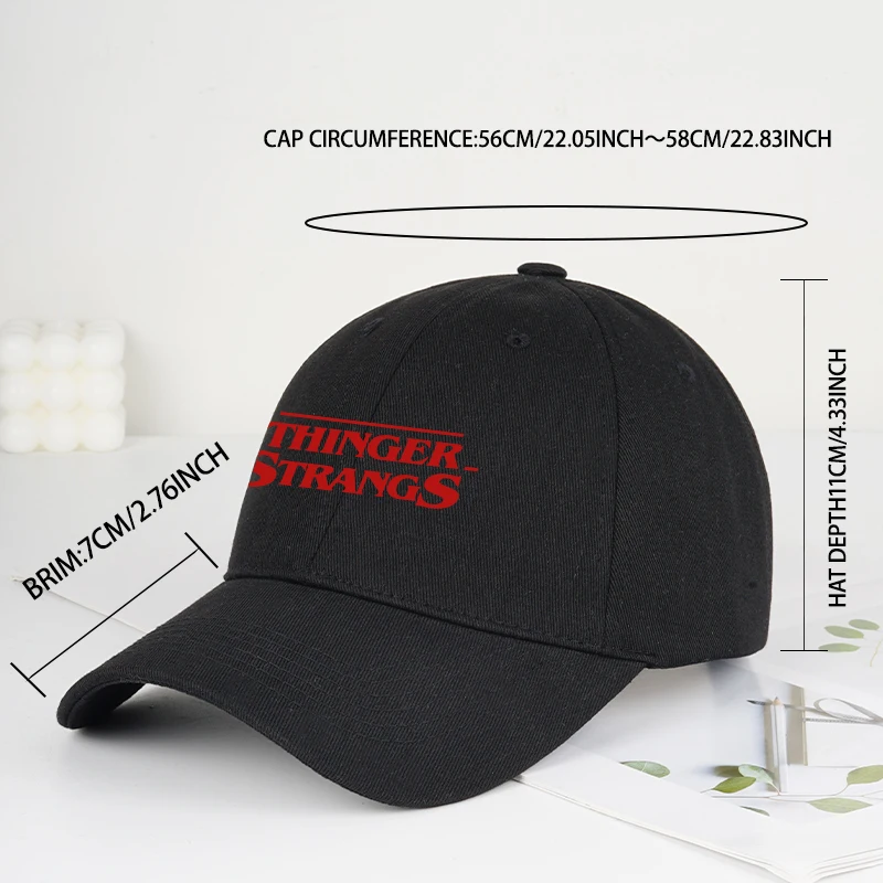 THINGER STRANGS 소프트탑 야구 모자 부드럽고 편안하며, 복고풍의 일상 통근, 야외 하이킹, 팝 문화 애호가를 위한 선물