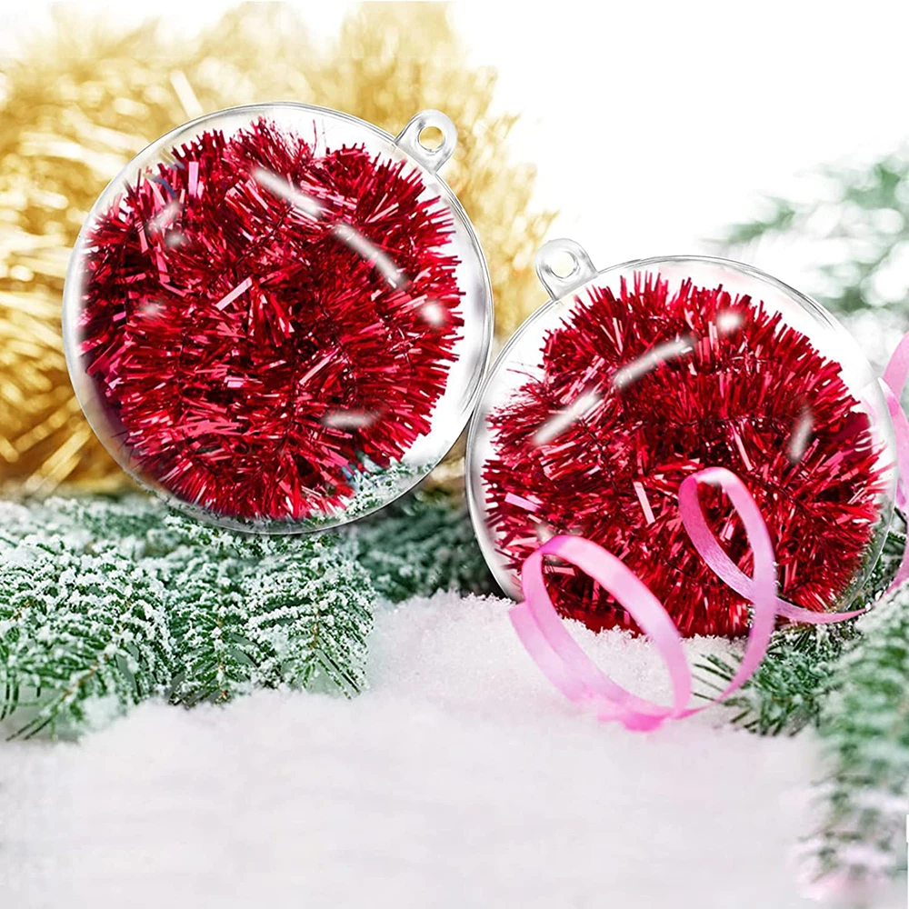 Christmas Ornaments Balls DIY Fillable Bauble Plastic Transparent Hollow Ball Wedding Party Xmas Tree Hanging Gift Decorations