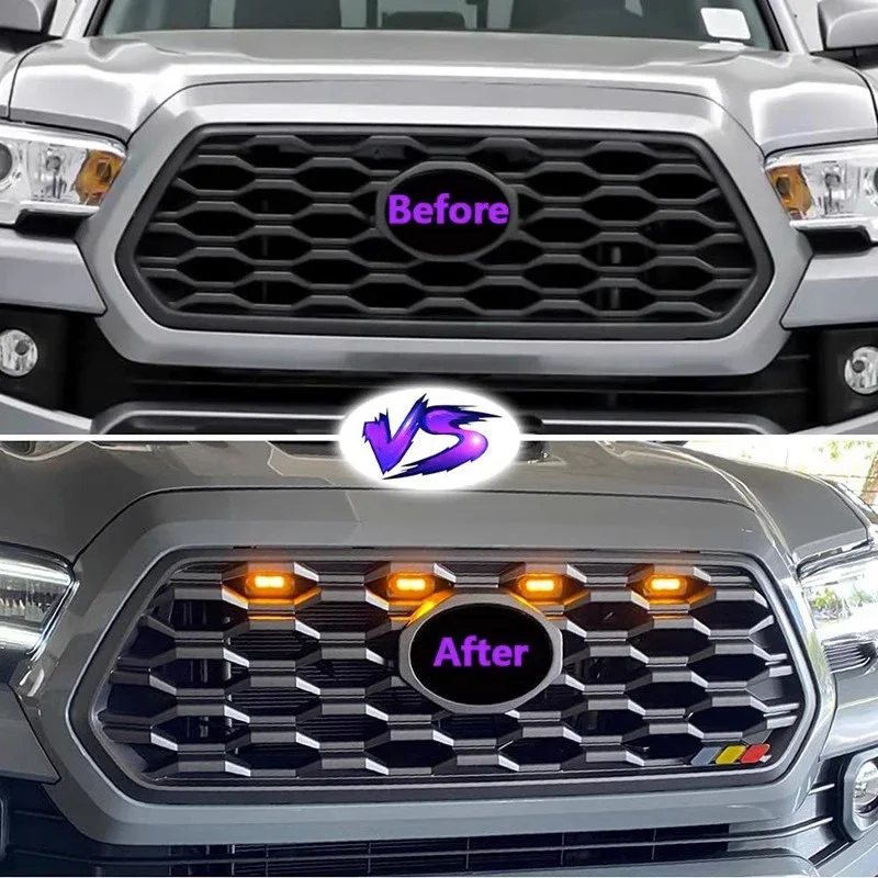 4PCS LED Front Grill Lights for Toyota Tacoma Raptor TRD Off Road Sport 2020 2021 External Grill Lamp
