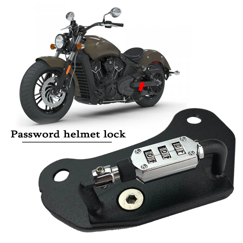 Motorcycle Aluminum Helmet Lock Password Mount Hook Black Side Anti