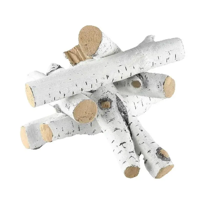 SucceBuy 6/8/10Pcs Logs Gas Fireplace Ceramic Logs for Fire place Heat-Resistant Wood Log Stackable Wood Branches for Fireplace