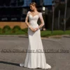 Lady Mermaid Wedding Dresses for Bride Customized Long Sleeevs Scoop Sequined Applique Sweep Train Back Buttons Bridal Gown 1
