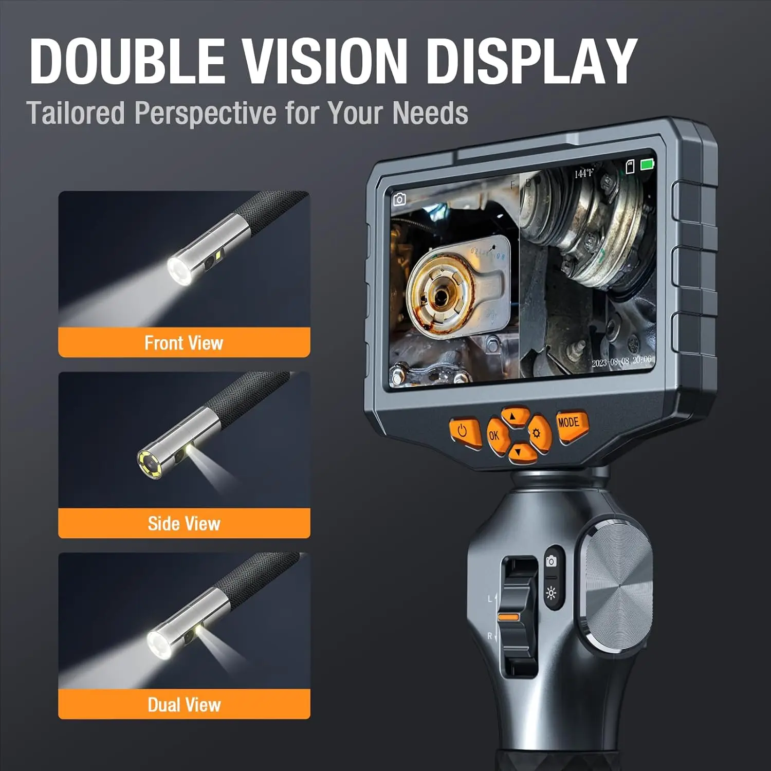 TESLONG TD500 6.5MM Dual Lens Articulating Borescope 1080P 5 Inch IPS Screen Two Way 360° Steering Endoscope Camera with WIFI 2