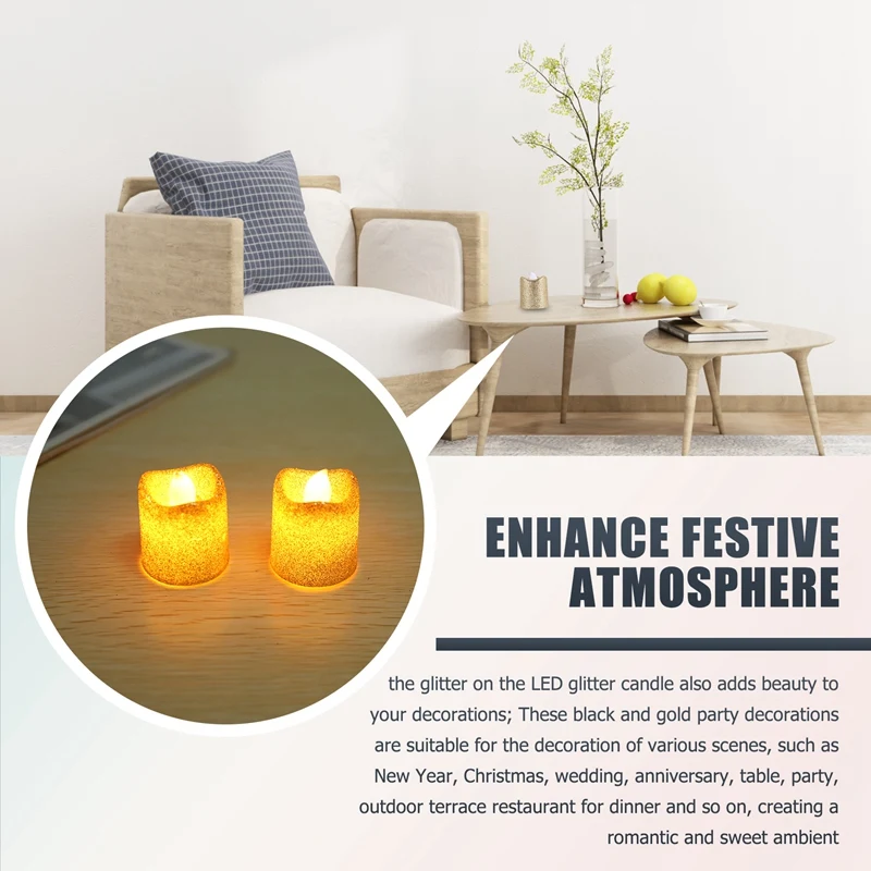 Glitter LED Tealights, Luzes do chá a