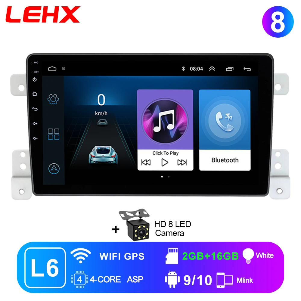 car with movie player LEHX L6Pro 2 DIN Android 10 Autoradio Car Radio Multimedia Video player For Suzuki Grand Vitara 3 2005 - 2015 Carplay gps dvd headrest blu ray player Car Multimedia Players