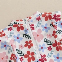 Baby Girl Rash Guard Swimsuits Cute Long Sleeve Floral Print Skirted Bathing Suit Toddler Swimwear 6M-3T 4