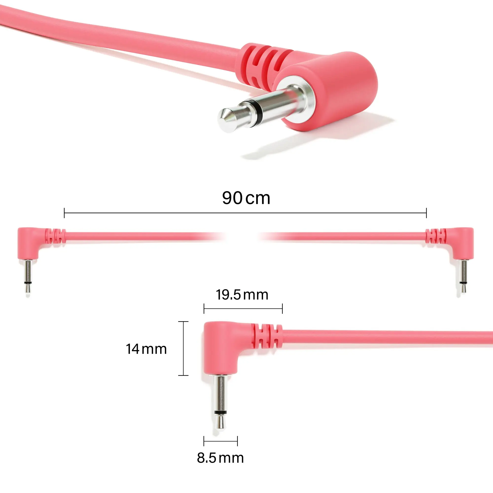 Vibrant Right Angle Mono Modular Patch Cables - 5 Color Set
