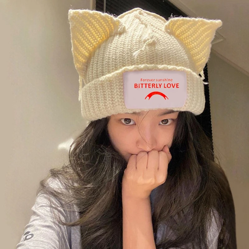 Cute Cat Beanies Women Cap Cat Ears Beanie Hat Cat Ears
