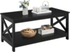 Wood 2-Tier Black Coffee Table with Storage Shelf for Living Room, X Design Accent Cocktail Table, Easy Assembly Home Furniture 1