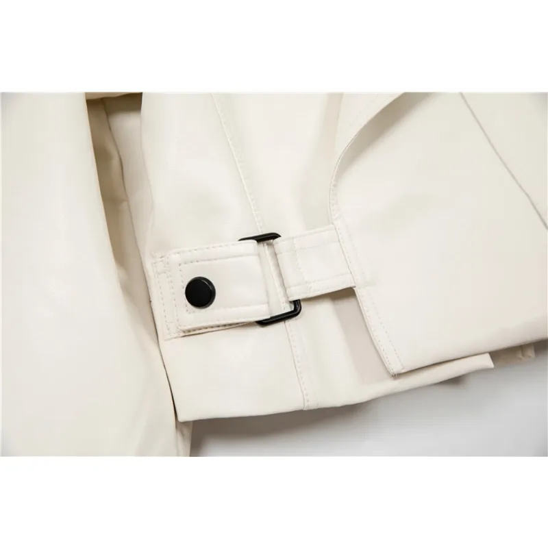 2023 Female Coat Turn Down Collar Biker Faux Leather Jacket Autumn Winter Women Pu Leather Jackets Fashion High Street Outwear