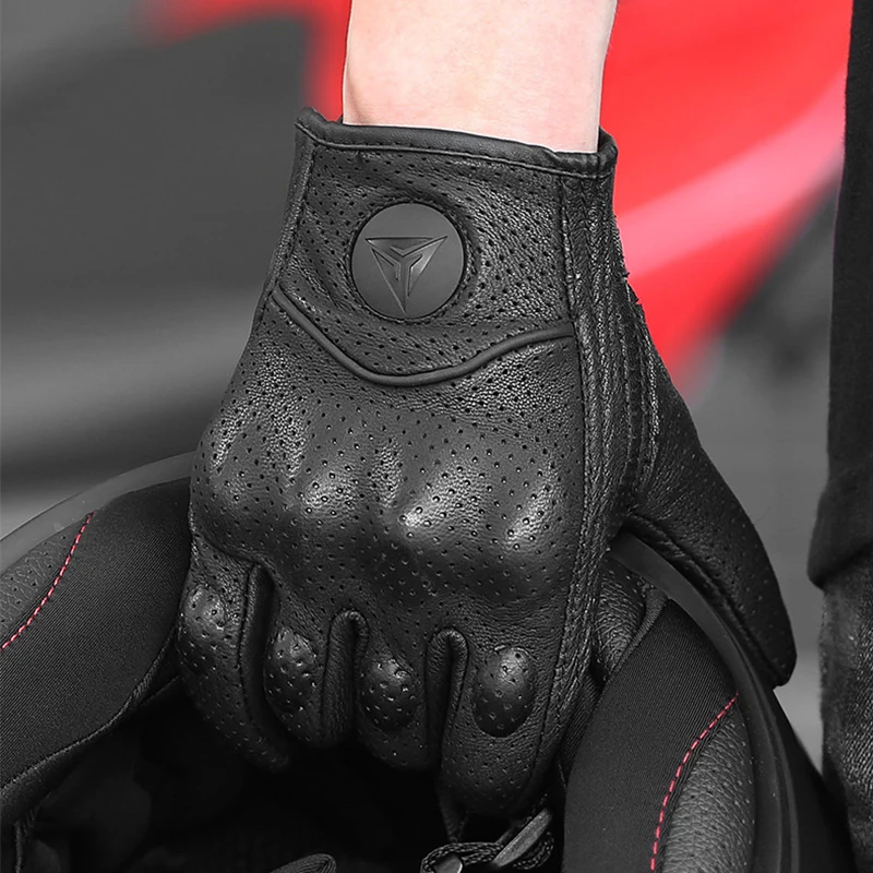 Unisex Leather Carbon Motorcycle Winter Gloves