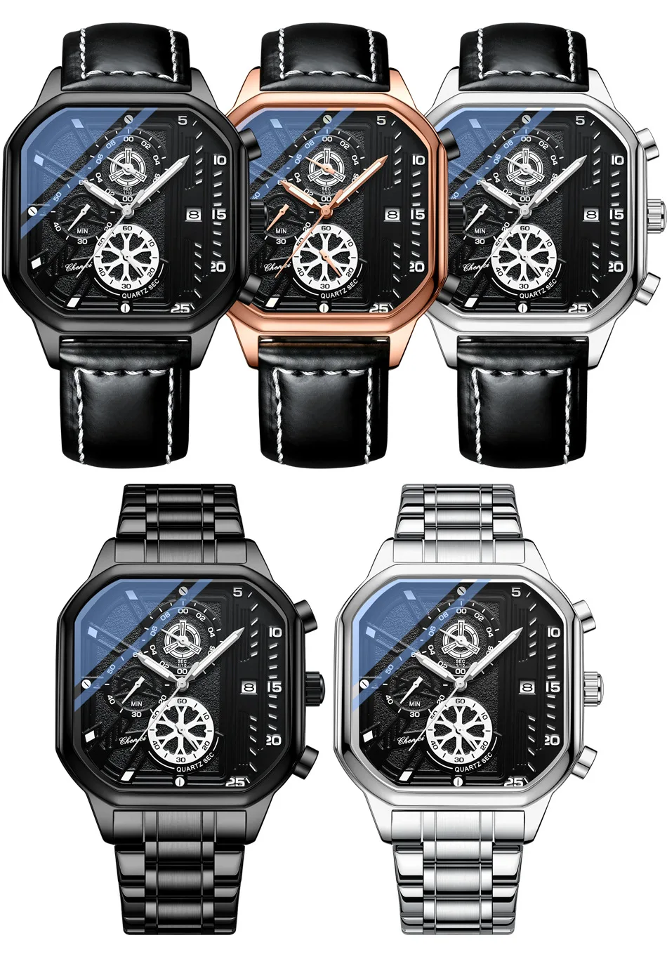 Men's Quartz Wristwatches Man Watch Alloy Strap Leather Waterproof Sports Clock Luxury Male Watches for Men Automatic Wristwatch