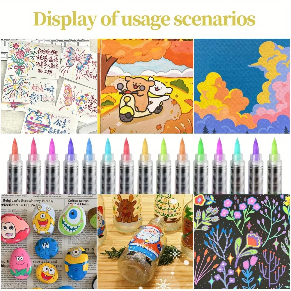 Acrylic Paint Pen Set - 12-168 Colors Brush Tip Markers for Rock Wood Canvas and Stone DIY Crafts  Christmas Gifts