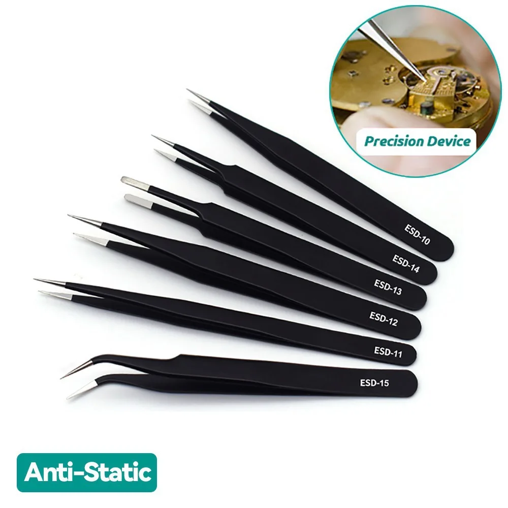 ESD Anti Static Stainless Steel Tweezers Precision Maintenance