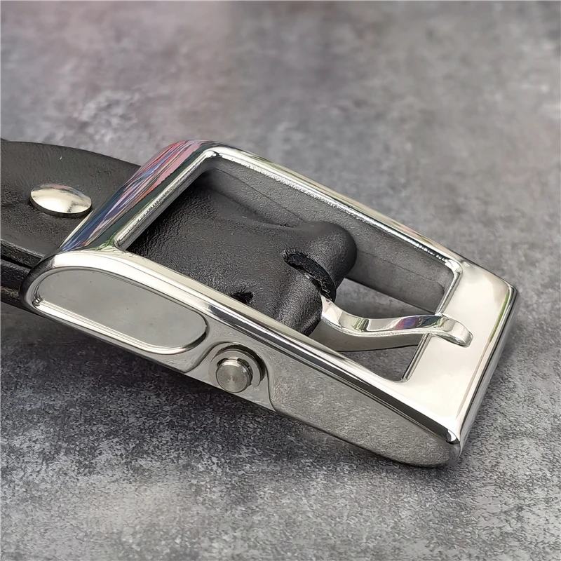 Luxus Solide Edelstahl Gürtel Schnalle Echtes Leder Gürtel Männer Ceinture Männer Taille Gürtel Dicken Leder Gürtel Für Mann SBT0023 – Detail 19