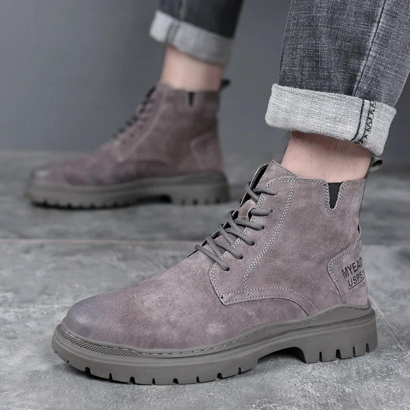 

Outdoor Ankle Boots Mens Genuine Leather Boot Lace Up Classic Suede Boot Casual Shoe Work Footwear Anti-slip Cowboy Desert Boots