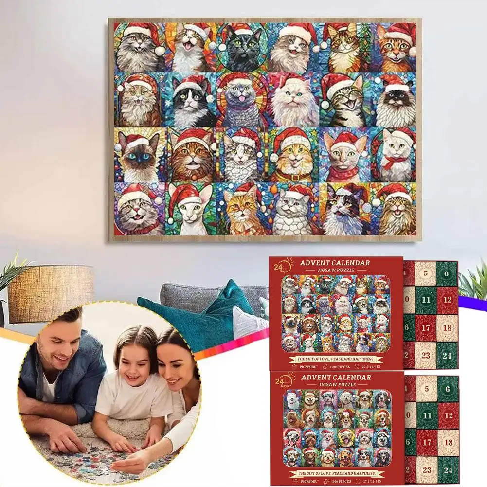 Christmas Puzzle Advent Calendar Creative Cat Dog Christmas Puzzle Advent Calendar Puppy Decorations
