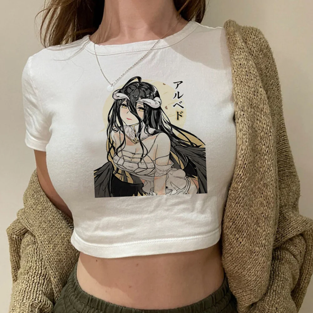 Overlord Gothic Coreano Fashion Crop Top Donna Kawai Fairy Grunge Goth Tee