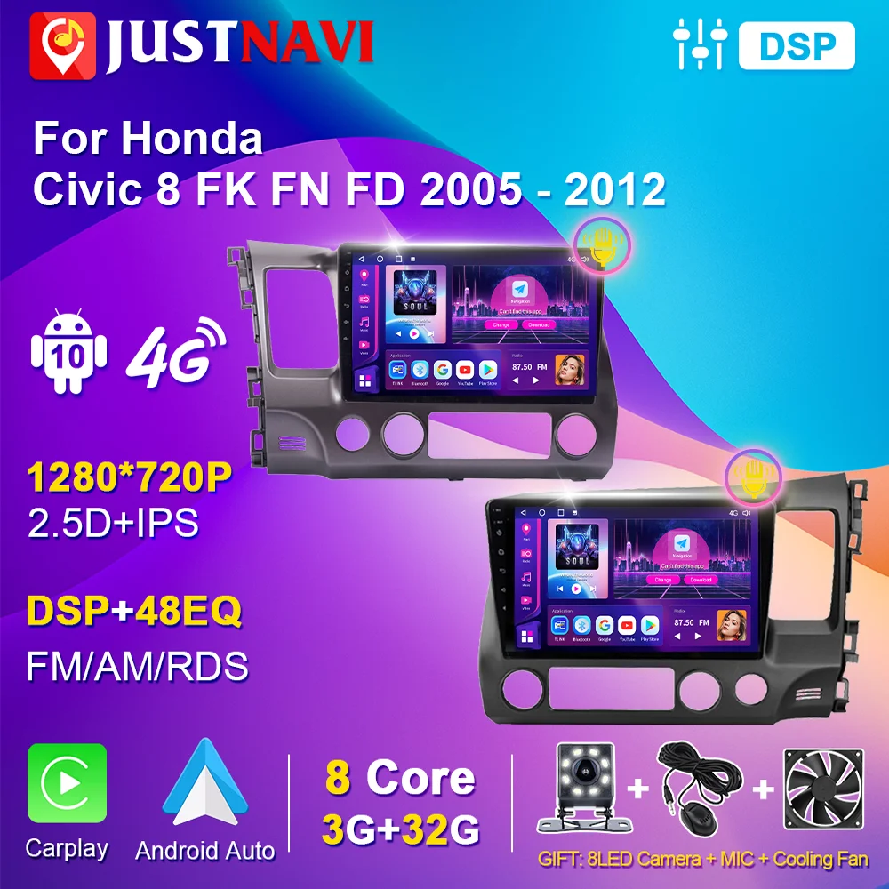 JUSTNAVIAndroidAutoradioforHondaCivic820052012CarRadioMultimediaVideoPlayer