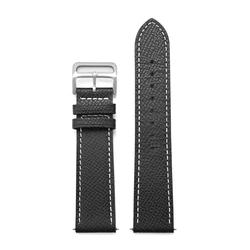 Premium Genuine Leather Watch Strap - Universal Quick Release Band in Cowhide - 18mm (Black white)
