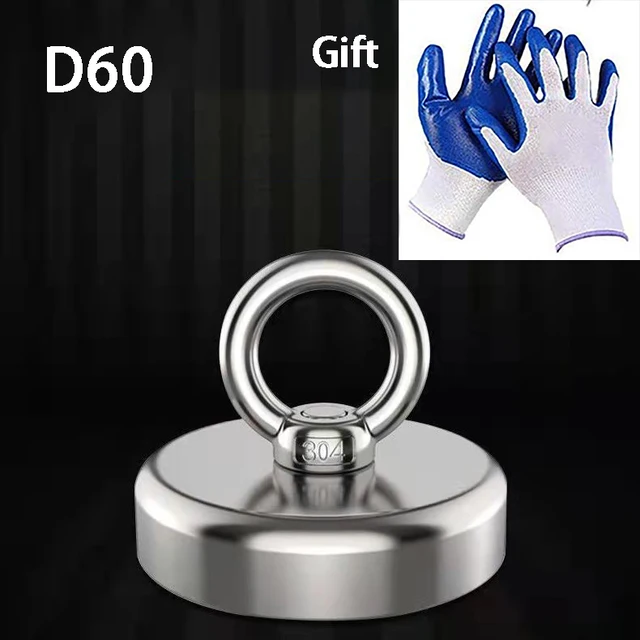 D20 - D90 Search Magnet Ultra Strong Neodymium Magnets Fishing Strong Magnetic Rings Powerful Salvage Magnet Rare Earth Magnets D60 pull max 102kg