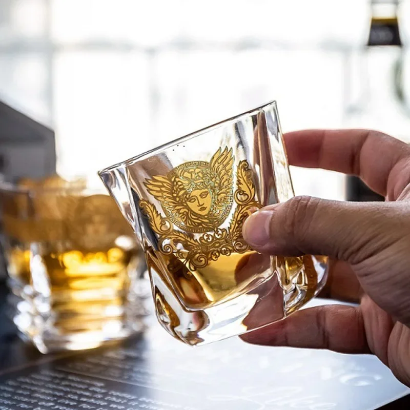 Creative Crystal Whiskey Cup Medusa Gold Head Cup Foreign Multifunctional Beer Glass