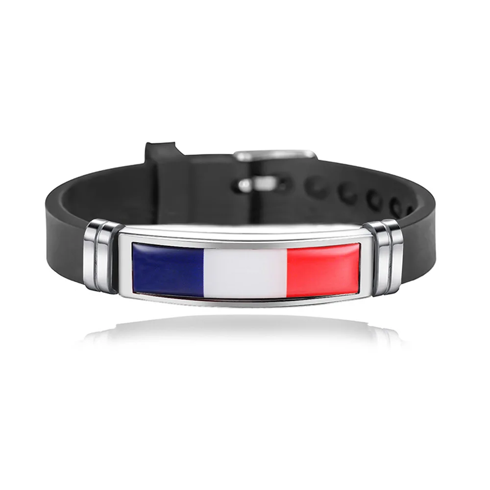 Spain America France Argentina Germany Canada Flag Bracelet Arab Sport Silicone Stainless Steel Bracelets for Men Women jewelry stainless steel bracelet silicone bracelet
