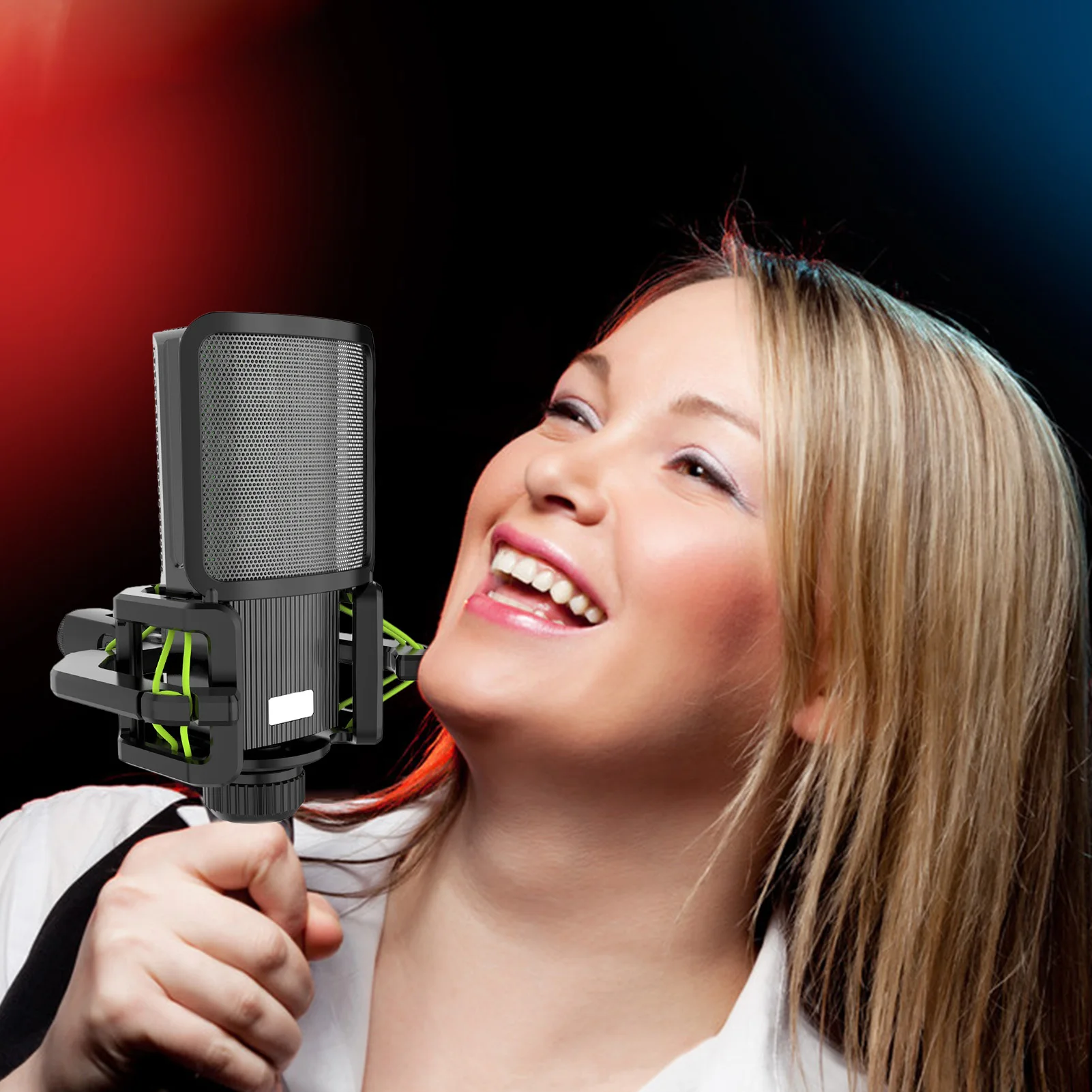 

Microphone Shock Mount With P0p Filter Universal Shock Mount For 21-62mm Diameter Mic Anti-Vibration Integrated P0p Shield
