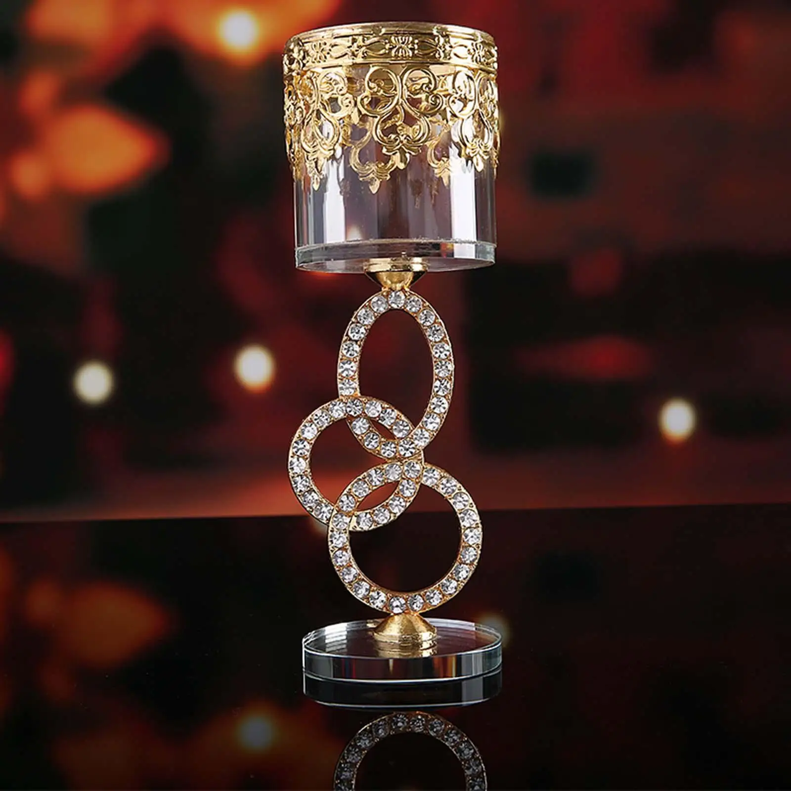Cylinder Circle Glass Crystal Candlestick Candle Holders Tea Light Holder Candelabra for Home Christmas Table Centerpiece Decor