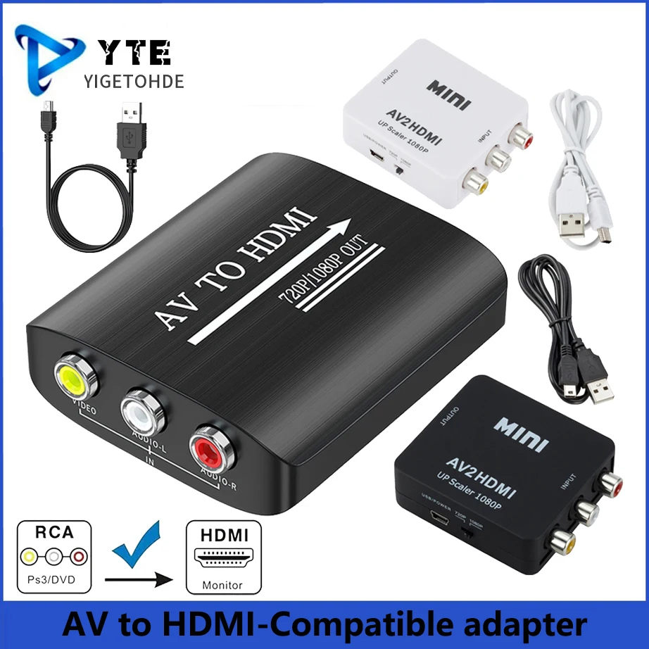 YIGETOHDE AV TO HDMI-compatible Converter AV TO HD-MI Converter Mini Composite CVBS To HD Video-Converter Video Converter Box