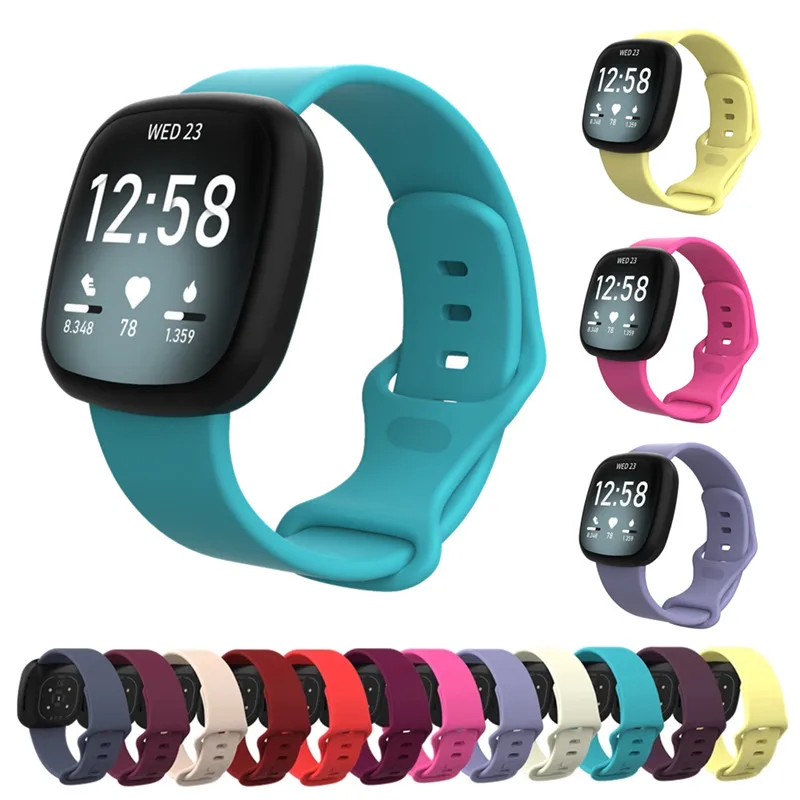 

Силиконовый ремешок для умных часов Fitbit Versa 3 4, сменный Браслет для фитнес-трекера Fitbit Sense 2, водонепроницаемые аксессуары для спортивных час...