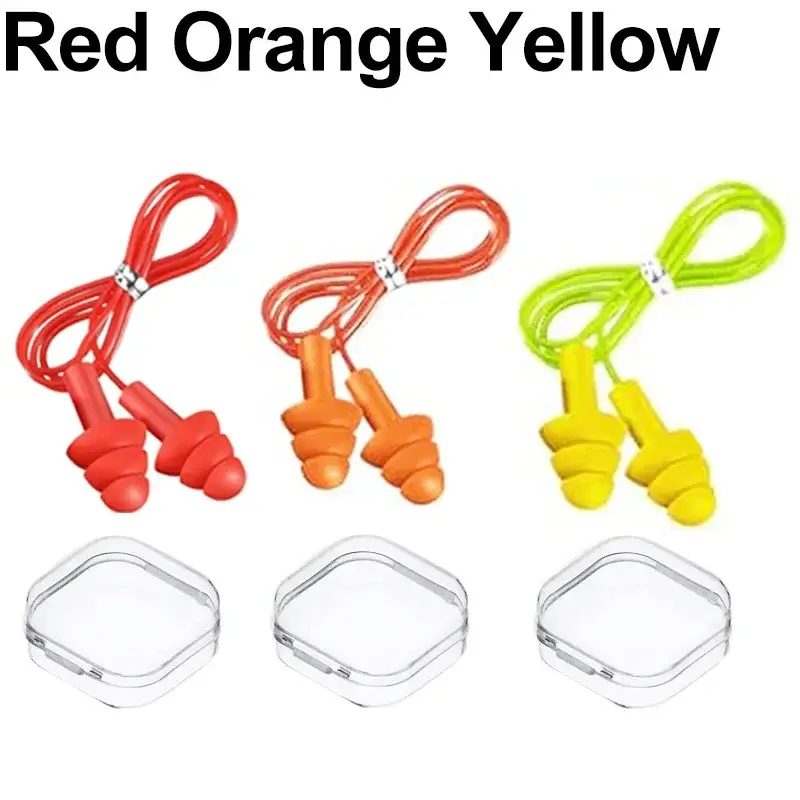 Silicone Corded Ear Plug Protector Anti Lost Reusable Hearing Protection Noise Reduction Safe Swimming Work Earplugs With Rope - Image 15