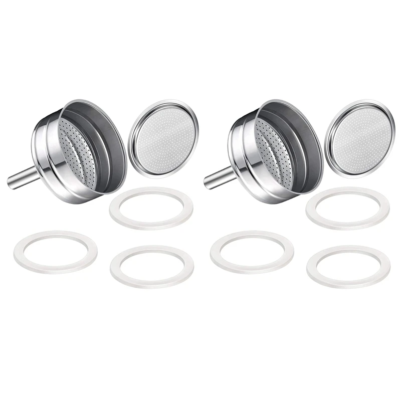 

2 шт., Набор сменных воронок для кофемашины Moka с 3 чашками, совместимых с Moka Express, с алюминиевой сменной воронкой