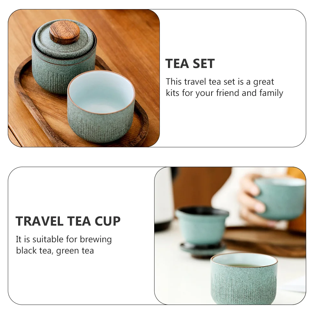 1 Set Portable Travel Tea Set Ceramic Teapot Cups Compact Folding Tea Accessories Mini Teaware Sets Kitchen Dining Bar