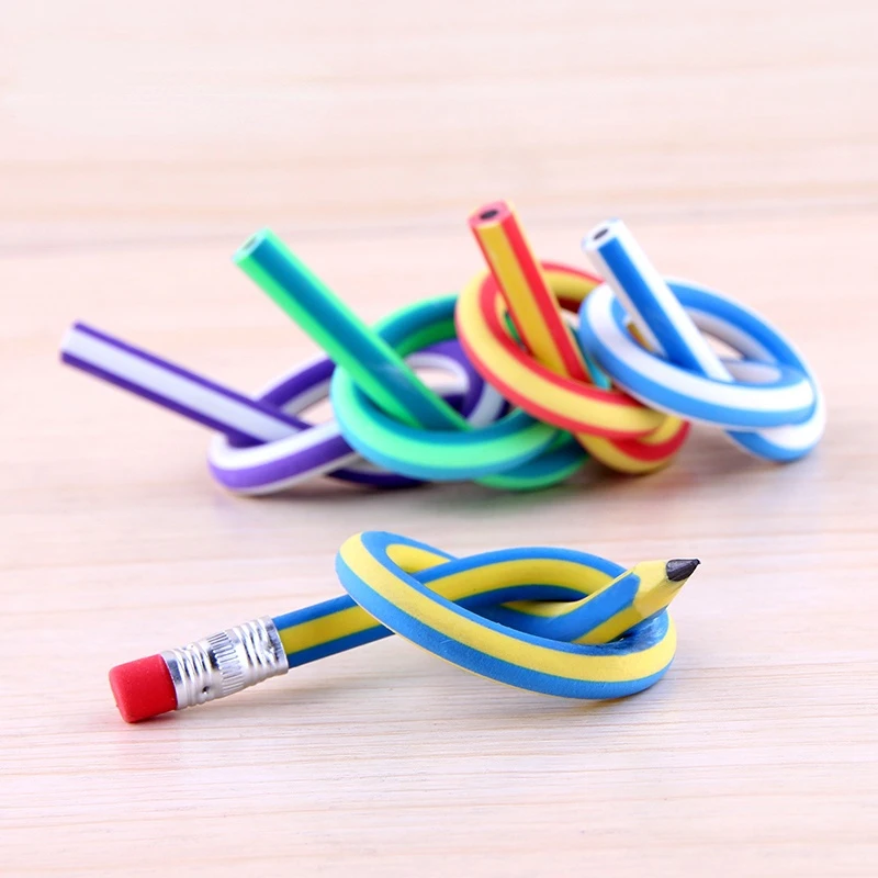 5PCS Korea Cute Stationery Colorful Magic Bendy Flexible Soft Pencil with Eraser Student School Office Supplies