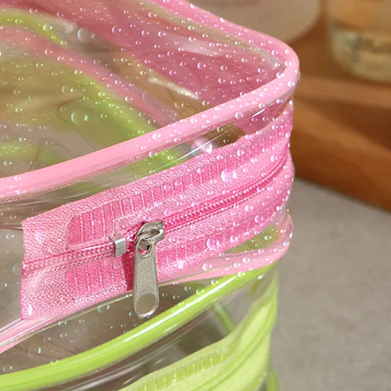 10/100 travel PVC transparent waterproof storage bags, large capacityzipperwashingbags,portablemakeupbags,customizable logos 6