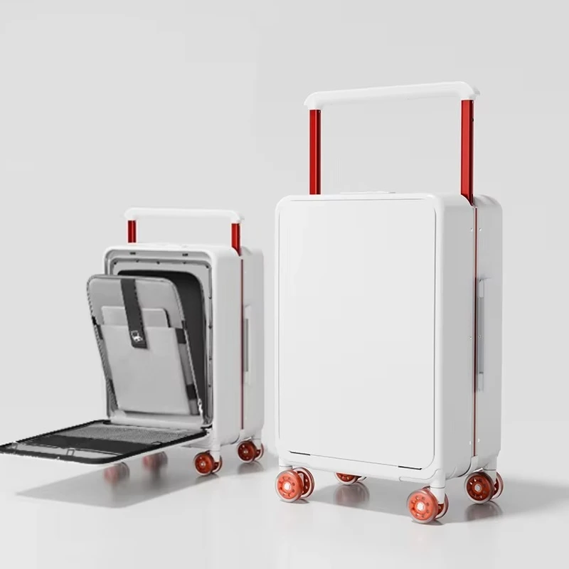 Front Opening Laptop Packet Suitcase Travel Deep Warehouse Capacity Wide Handle Trolley Bag with Colorful Spinner Wheels Rolling - Image 2