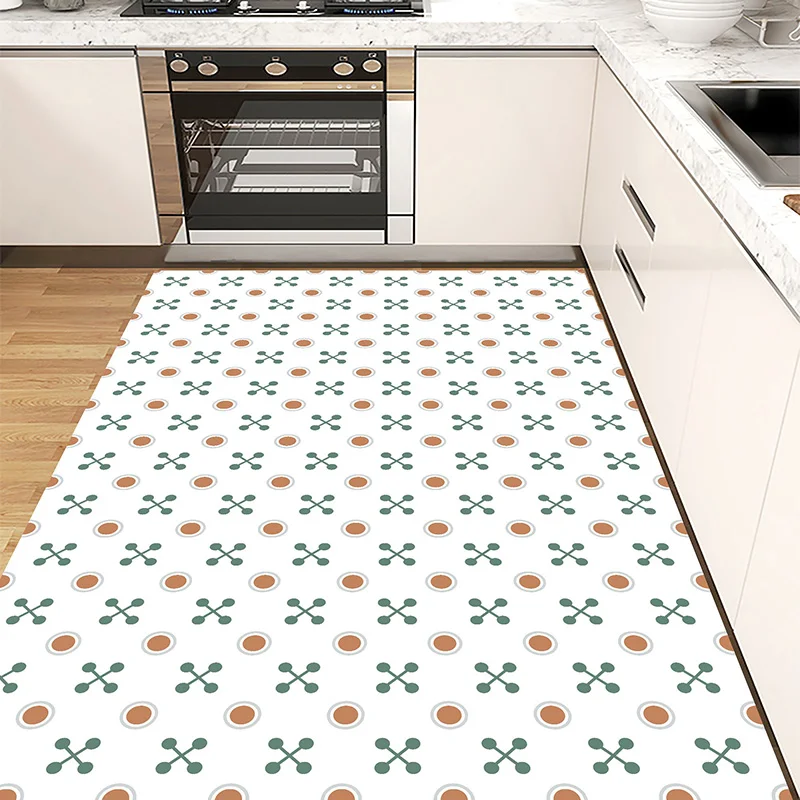Leather Kitchen Mat Durable Easy to Clean Whole Layout Slip Resistant Waterproof Oil Resistant No Need for Waing Carpet