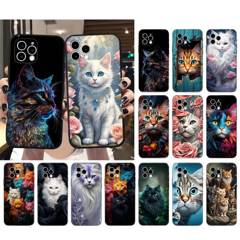

Cat Art Phone Case For iphone 15 14 Pro Max 13 12 11 Pro Max XSMax XR 12 13 mini 14 Plus Shell