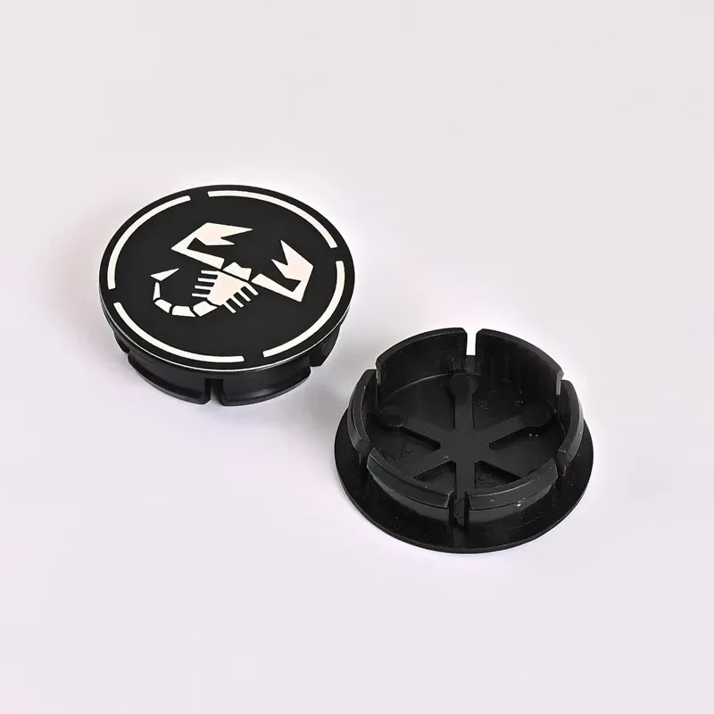 4 Autocollants Cache-moyeux Pour Abarth 500 500L 500X Bravo - Diamètre 50mm, Logo Abarth, Noir Et Rouge - 8