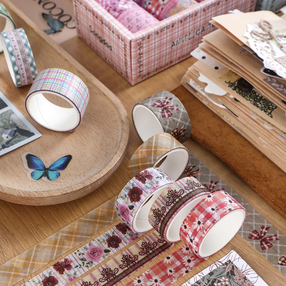 10 롤/상자, 꽃 식물 패턴 절묘한 washi 테이프 세트, DIY 스크랩북 장식, 수제 예술 장식에 적합