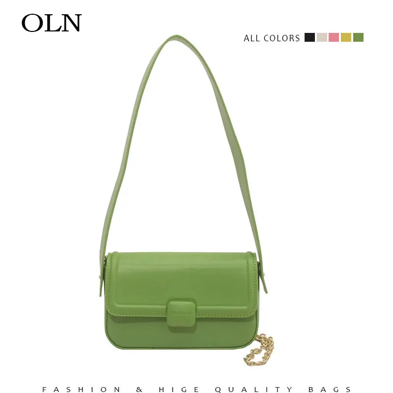 

Women Small Pink Shoulder Bags 2022 Fashion Green Luxury Leather Handbags Korean Yellow Chain Sling Crossbody Bag For Women