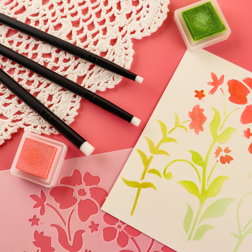 Painting Brushes 3Pcs/set Flat /angled Detailed Blending for Fine Detailed Areas Ink Painting Intricate Stencils Cards Making blending brush