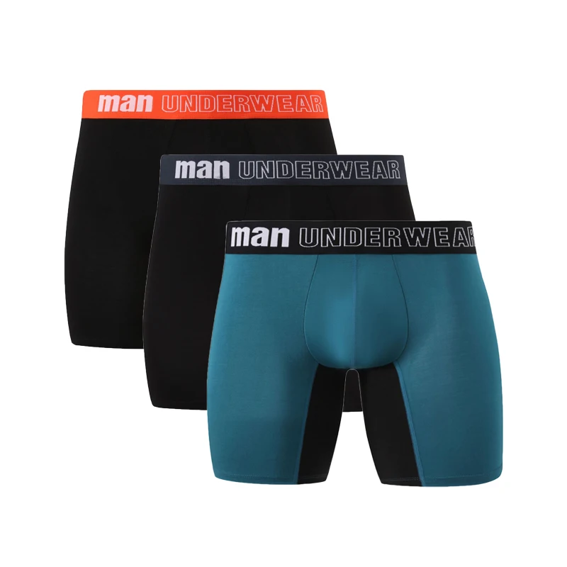 3Pcs/lot Large Size Men Panties Underwear Cotton Long Leg Boxer Shorts Mens Mid Waist Underpants Cuecas U Bluge Pouch Boxers