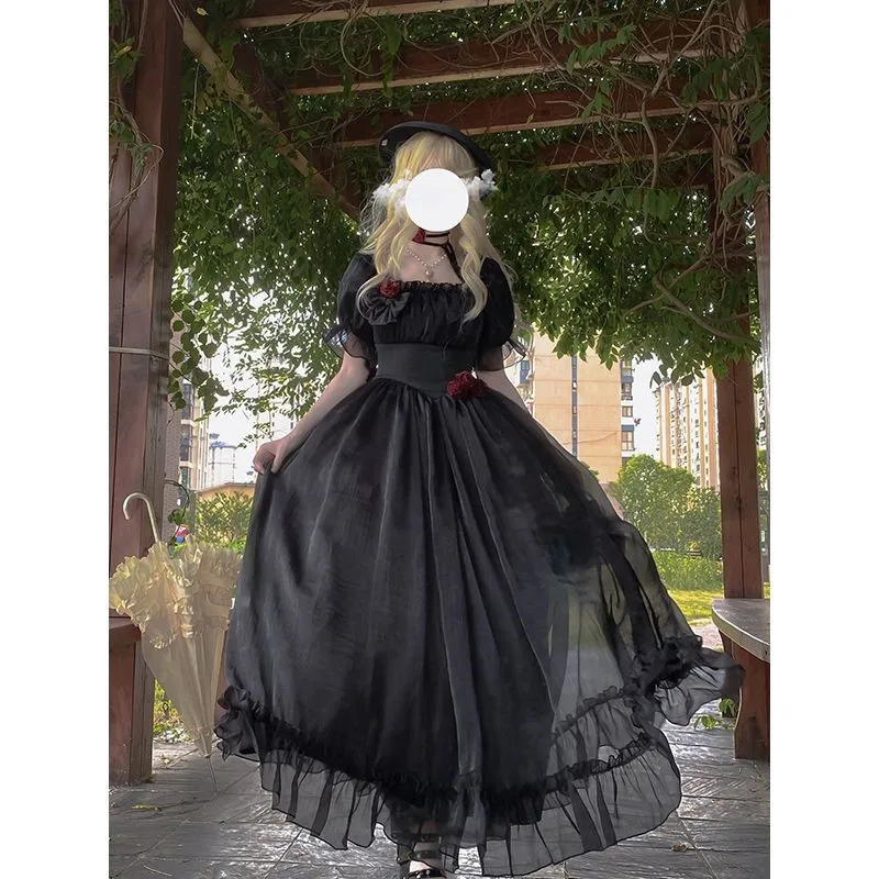 

Black Dress Female Milk Sweet Vintage First Skirt Gentle