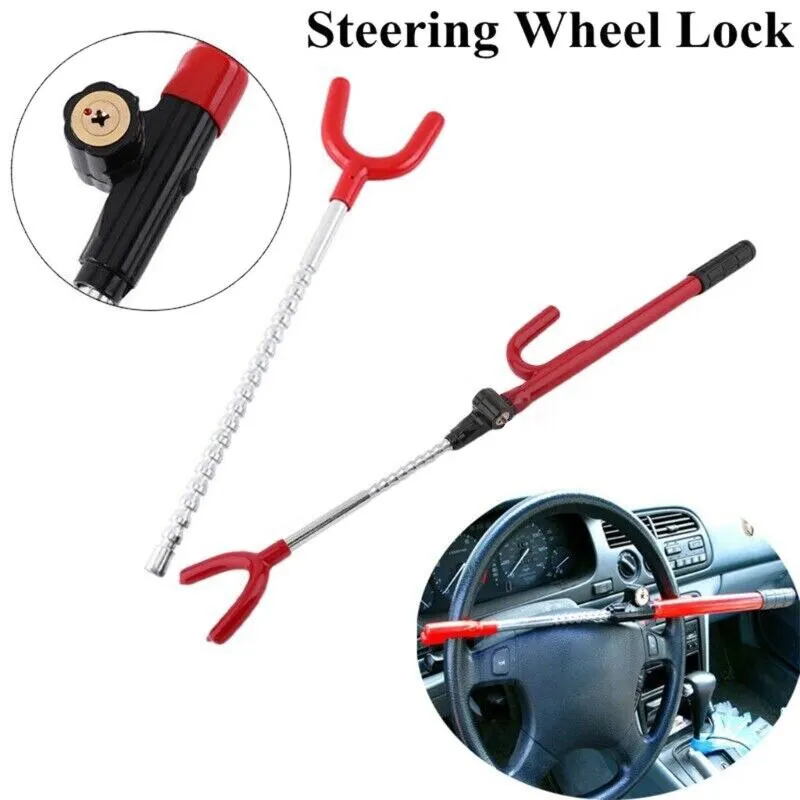 Steering Wheel Lock Car Lock Safety Lock Twin Bar Anti-Theft Security System Adjustable Length Hook With 2 Keys